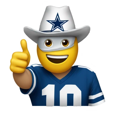 Dallas cowboy fan with trash bag face coving holding there thumbs up sign sticker