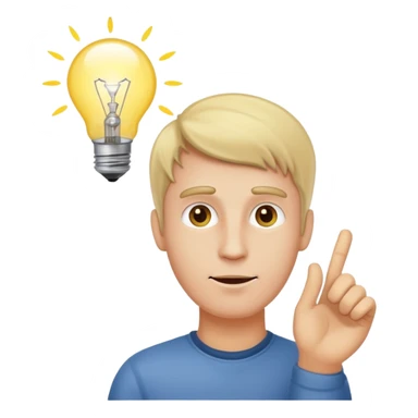 white man with light bulb over head, came up with idea sticker