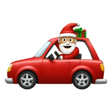 Santa driving car sticker