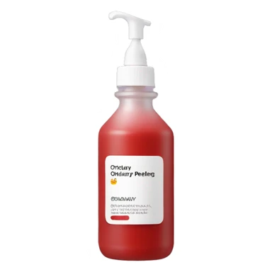 the ordinary peeling solution bottle with label and a red liquid inside sticker