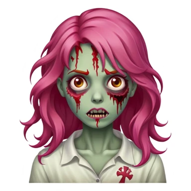 zombie com o cabelo ruivo ondulado e uma mecha rosa apenas de um lado do cabelo sticker