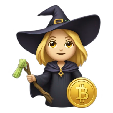 minimal crypto coin witch 0 label sticker
