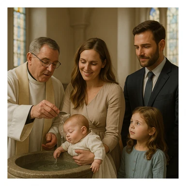 baptism with a family watching sticker