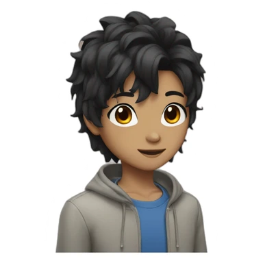 anime character black hair sticker