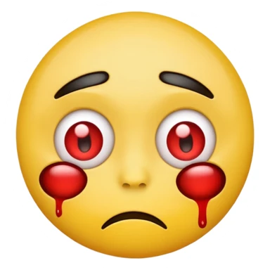 yellow emoji face with bloodshot eyes, tired expression sticker