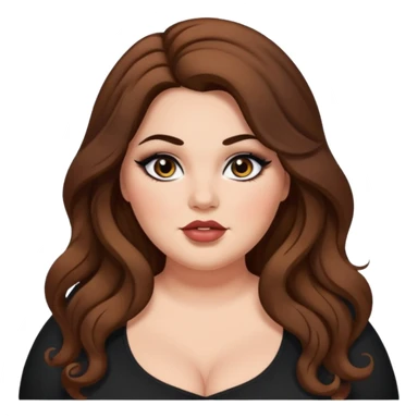 plus size, long brown wavy hair, baddie,pretty, makeup, black eyeliner, long hair sticker