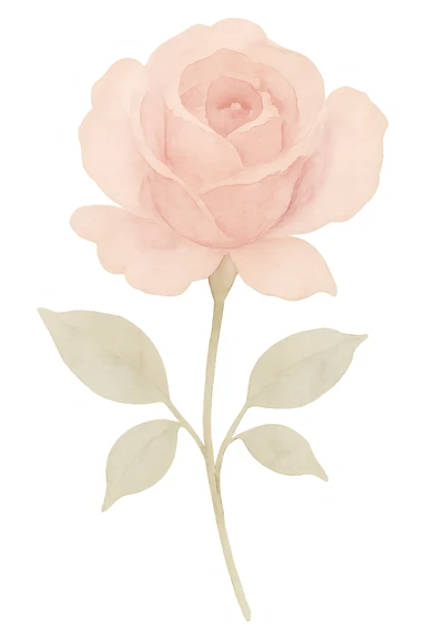 pastel pink rose illustration, dreamy, painterly watercolor style sticker