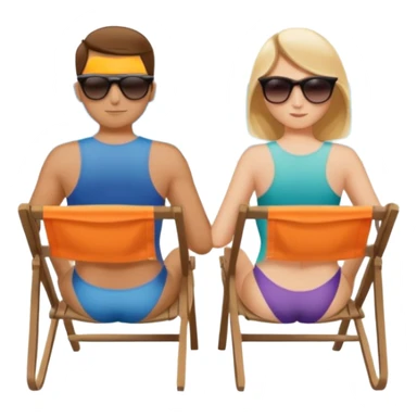 couple sitting in a beach chair, with their backs to the camera sticker