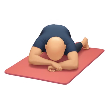 bald man lying on yoga mat doing stretching on small ball sticker