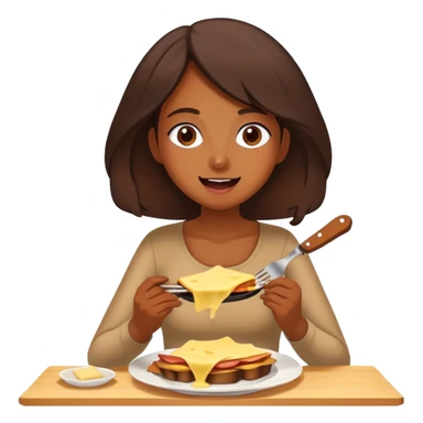 Fille brune bronzer qui mange de la raclette  sticker