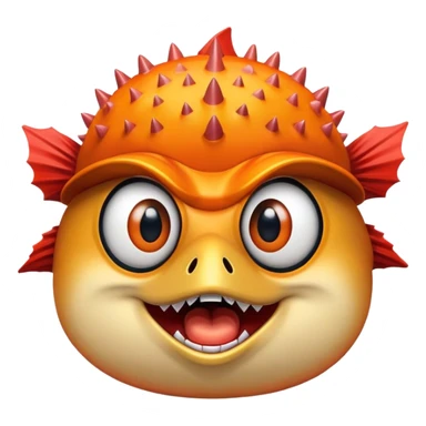 All Orange BlowFish Eyes Facing Forward all Spikes with mouth open Arizona Cardinals Hat sticker