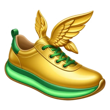 zapatilla tipo caricatura color dorada con moño verde sticker