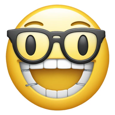 regular smiley face emoji but with braces and glasses sticker