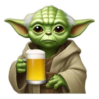 Yoda drinking beer sticker