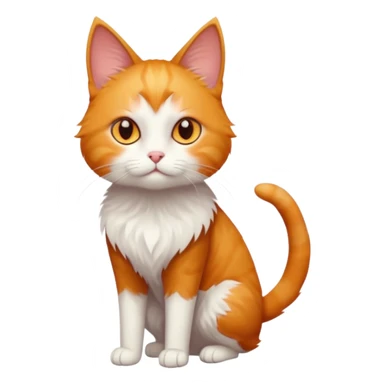 full body of tiny + skinny ginger and white cat with deep orange eyes and triangular shaped face sticker