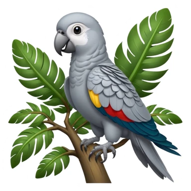 gray parrot on tree sticker