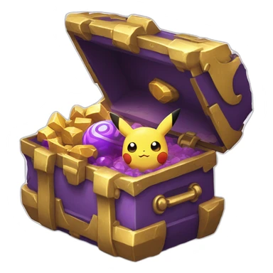 Pokemon Game LootCase Purple Chaotic Color Rich Treasure Legendary Epic Items and Pokemons Inside sticker