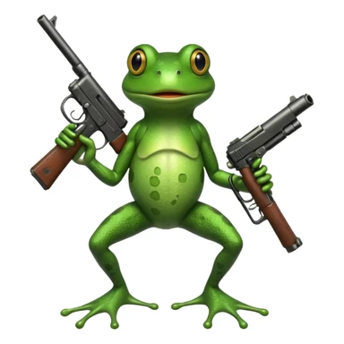 Frog with feet and a gun sticker