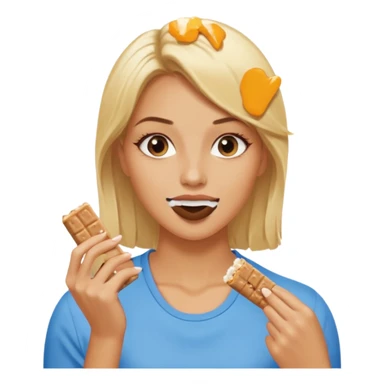 lady eating protein bar sticker