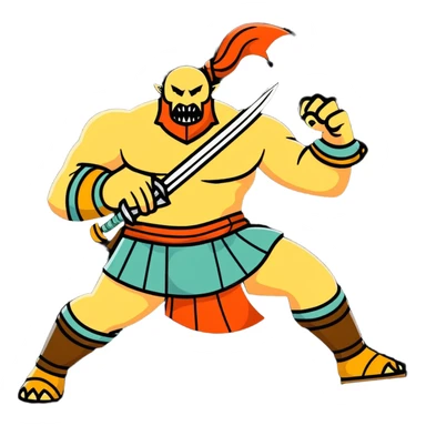 Beowulf heroic warrior fighting monster sticker