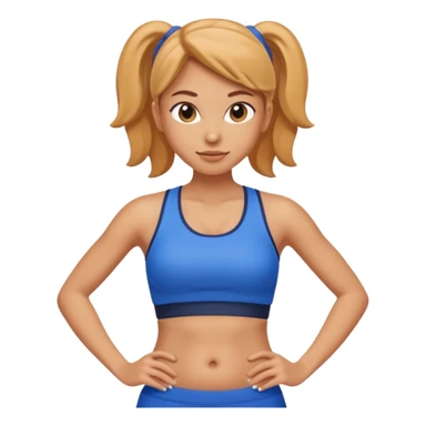 sporty woman cartoon emoji style belly abs blue cloths sticker