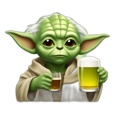 Yoda drink a beer sticker
