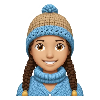high school student wearing a crochetted winter hat sticker