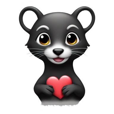 cute black weasel with hearts sticker