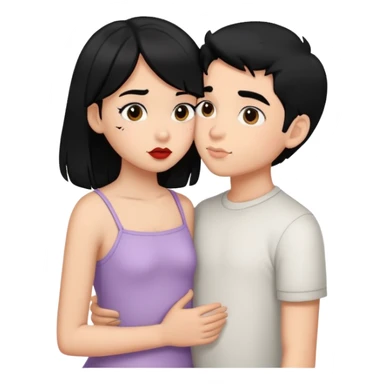 Boy blak hair kissing girl blak hair sticker