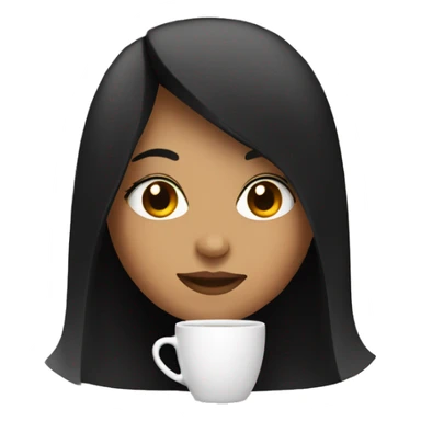 girl with straight black hair drinking coffee sticker