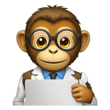 monkey professor holding a chart sticker