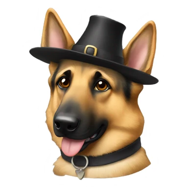 German shepherd with pilgrim hat sticker