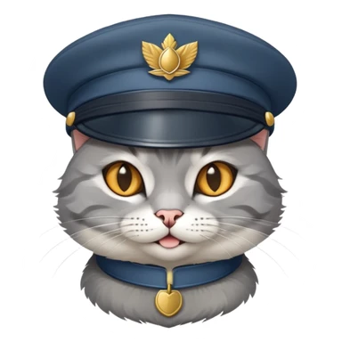 cat with a smirk wearing a cadet hat sticker