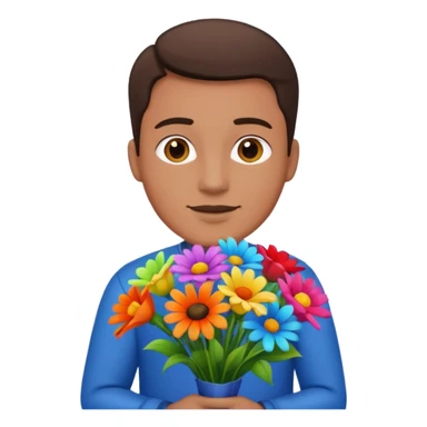 Man with holding flowers sticker