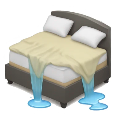 Bed with spilled water sticker