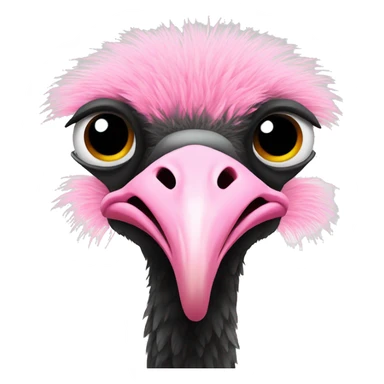 ostrich full body with pink neck and black feathers with white at the border sticker