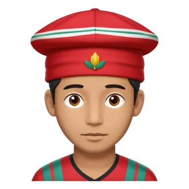 man wearing a Nepali Dhaka topi with stripes and design on it and it should be in red colour sticker