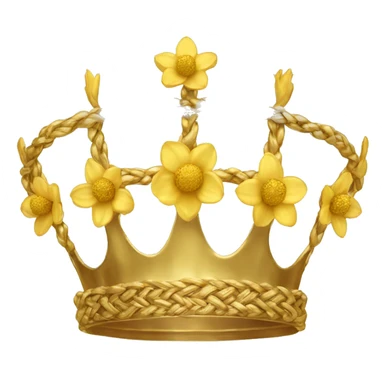 Gold crown made of braided gold strands with gold leaves with golden daffodils  sticker