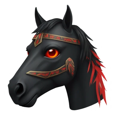 Black mask of a horse with vertical turned red eyes in a tribal style sticker