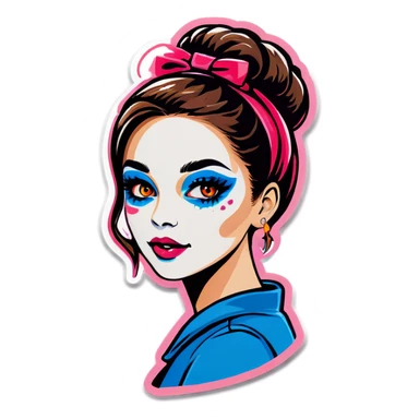 Girl with makeup sticker