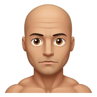 bald muscular man with big eyes sticker