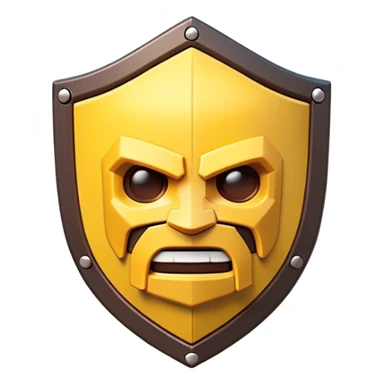 Clash of Clans aesthetic: Cinematic Playful Pixel 3D Shield Emoji, rendered in a 3D vector-style similar to standard emojis with minimal shading and bold, simplified shapes. A compact, distinct form with signature details, softly glowing with a pixelated adventure charm. Simplified yet unmistakably iconic, highly detailed and consistent, glowing with a soft radiance and high shine. Stylized with a touch of classic pixel-art charm and a soft glowing outline, capturing the essence of a beloved gaming relic with a friendly, playful manner! sticker