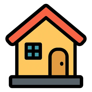 simple home, color icon style, clean lines, minimal details sticker