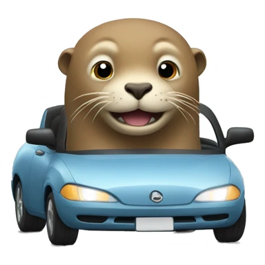 sea lion driving a car sticker