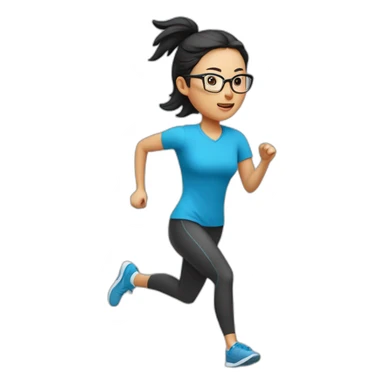 🏃：a-chinese-woman-running-norimglasses sticker