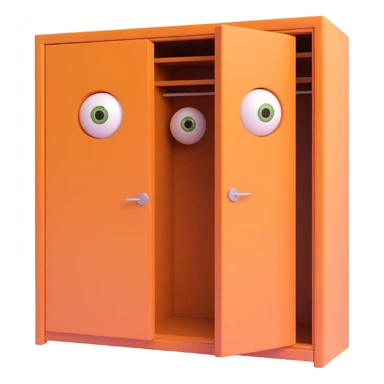 wardrobe doors ajar with eerie eyes inside, suggesting the boogeyman is lurking sticker