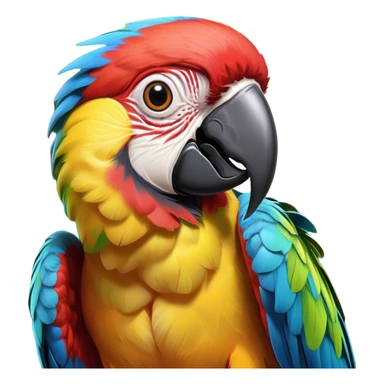 Cinematic Comical Macaw Portrait Emoji, Head tilted dramatically with an exaggeratedly shocked expression, featuring vibrant, bold plumage and wide, comically expressive eyes full of humorous disbelief, Simplified yet hilariously expressive features, highly detailed, glowing with a slightly sassy tropical glow, high shine, dramatic yet playful, stylized with an air of quirky avian attitude, soft glowing outline, capturing the essence of a meme-worthy macaw that looks ready to side-eye its way into viral fame! sticker