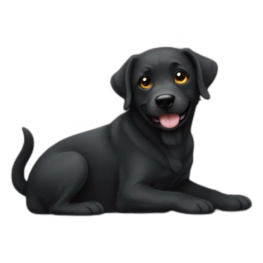 Un chien noir qui fais coucou avec sa patte avant sticker