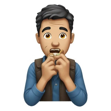 man biting nails sticker