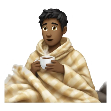 white boy with black hair sipping tea in a blanket  sticker